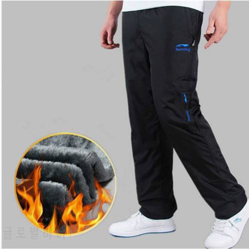 Men Fleece Thick Pants Outside Winter Velvet Warm Thermal Mens Wool Sweatpants Heavyweight Zipper Trousers male joggers 4XL 5XL
