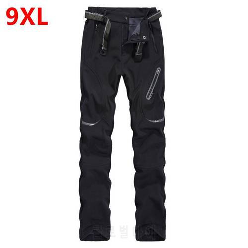 Spring Winter plus size casual pants male thick waterproof trousers sandtroopers big size soft shell pants male 9XL 8XL 7XL