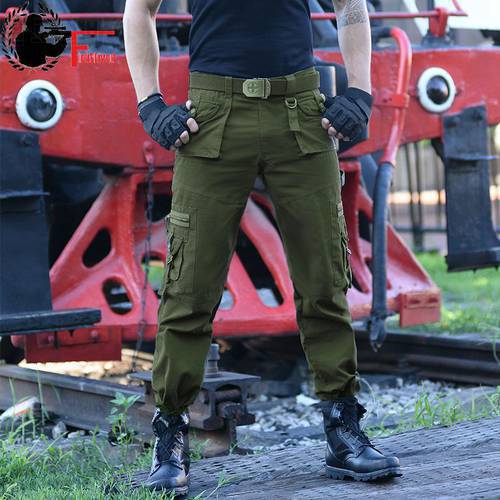 Field Lived Casual Army Joggers Men&39s Tactical Many Pocket Zipper Cargo Pants Combat Cotton Straight Male Trousers Green Black