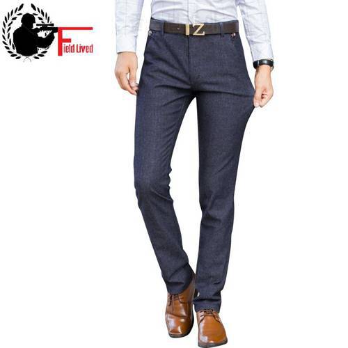 Slim Fit Long Dress Pants Mens Stretch High Quality Classic Casual Formal Suits Joggers Business Office Trousers Male Black Blue