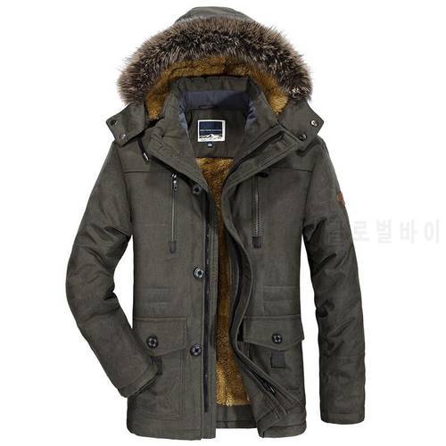Mens New Fashion Winter Jacket Men Thick Casual Outwear Jackets Men&39s Fur Collar Windproof Parkas Plus Size 6XL Velvet Warm Coat