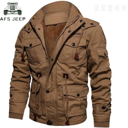 Thick Warm Mens Parka Winter Jacket Fleece Multi-pocket Casual Tactical Army Jacket Men Plus Size 5XL Hooded jaquetas masculina