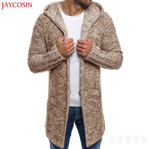 JAYCOSIN Men&39s Coat Autumn Winter Casual Hooded Solid Knit Trench Coat Jacket Cardigan Long Sleeve Outwear Blouse M-2XL z1031