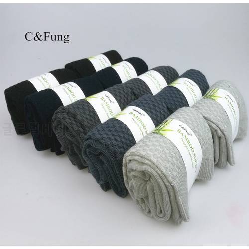 C&Fung PLUS SIZE 46 new bamboo socks men Anti-Bacterial Deodorant Breatheable casual classic brand calcetines sock 5pairs lot
