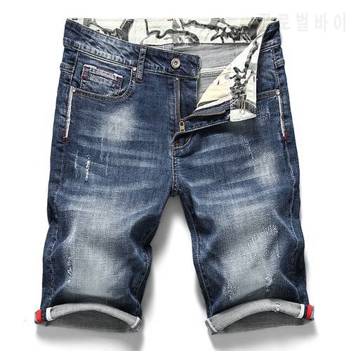 Summer New Men&39s Stretch Short Jeans Fashion Casual Slim Fit High Quality Elastic Denim Shorts Male Brand Clothes