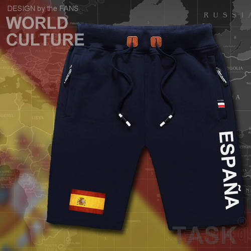 Kingdom of Spain Espana mens shorts beach new men&39s board shorts flag workout zipper pocket sweat 2017 new ESP Spanish Spaniard