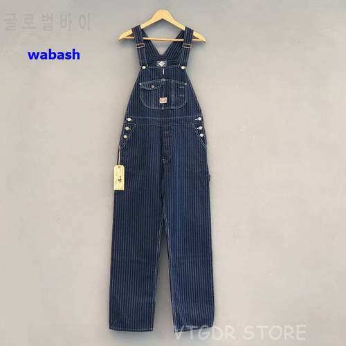 Bob Dong 40s Three-In-One Wabash Striped Overalls Vintage High Back Denim Pants 40s Retro Trousers