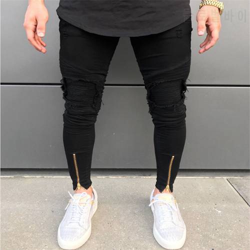 NEW 2018 fashion skinny men&39s jeans trousers zipper jeans