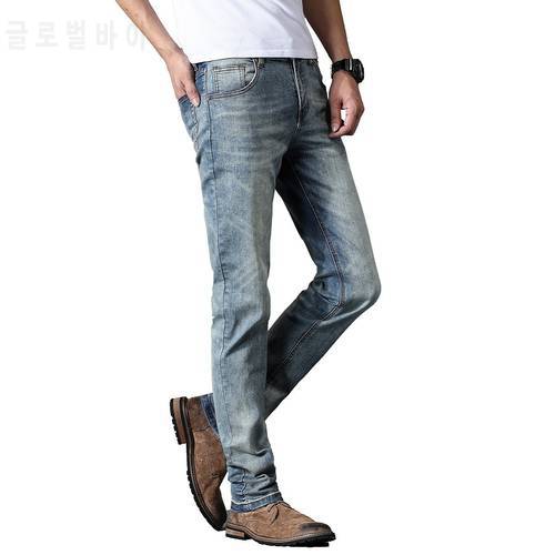 Cowboy Men Trousers Men&39s Stretch Jeans Male Casual Regular Fit Straight Retro Denim Pant 2022 Classic Fashion Clothes Grey Blue
