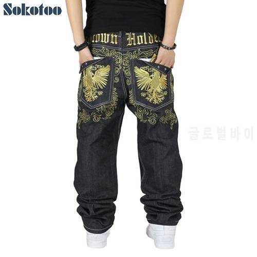 Hiphop jeans streetwear Men&39s embroidery straight loose casual pants Male plus size fashion hip-hop baggy jeans
