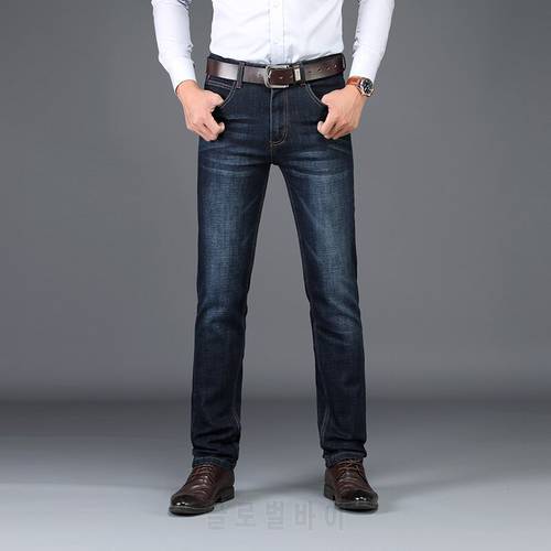 Sulee Brand Men&39s Jeans Midweight Business Casual Slim Straight Jeans Stretch Denim Pants Trousers Classic Cowboys Young Man
