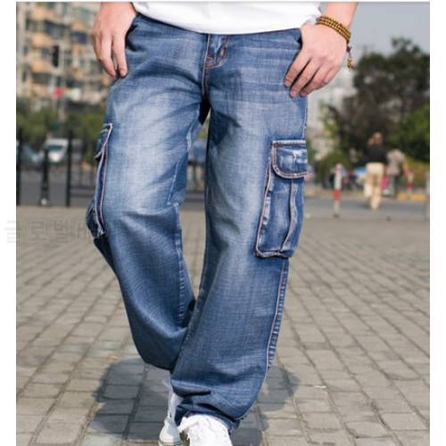 Men&39s Loose Wide Leg Cargo Jeans for Men Hip Hop Baggy Jean Homme Multi Pocket Casual Cotton Denim Pants Male Plus Size 42 44 46