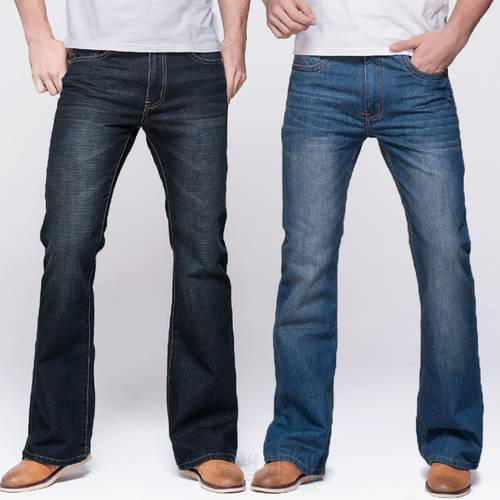 GRG Mens Jeans Tradition Boot Cut Leg Fit Jeans Classic Stretch Denim Flare Deep Blue Jeans Male Fashion Stretch Pants