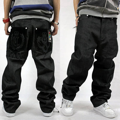 Loose hip hop jeans men printed jeans Men&39s dress big yards tide straight trousers hip-hop HIPHOP hip-hop clothing flocking
