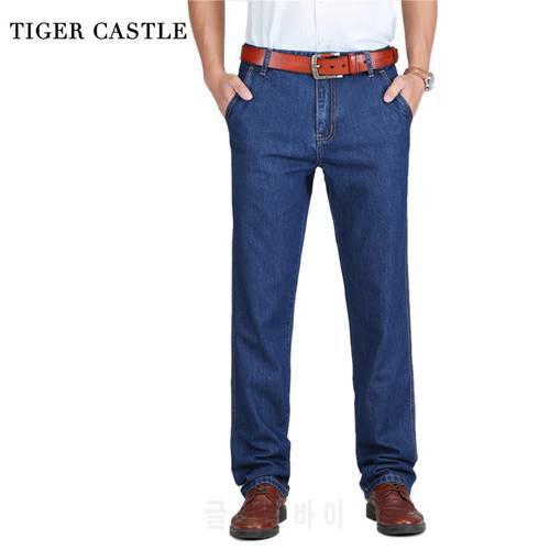 TIGER CASTLE 100% Cotton Spring Summer Men Jeans Slight Classic Denim Pants Male Washed Baggy Blue Designer Causal Jeans Man