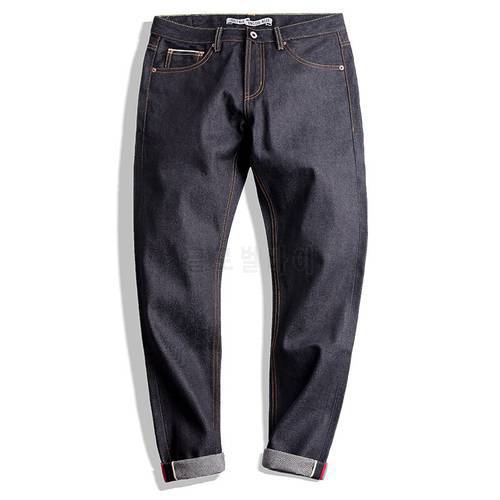 Maden High-end Dark Jeans Size 28 to 36 Retro 14.5oz Classic Cotton Slim Straight Original Jeans Uncle Fu Tapered Denim Pants