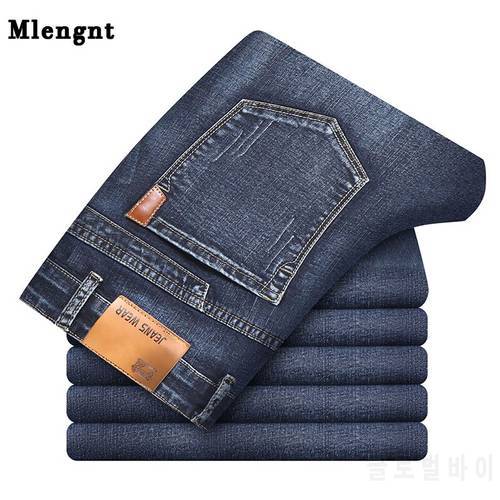 Cotton New Business Mens Classic Denim Jeans Black Blue Summer Spring Slim Fit Pants High Stretch Fashion Skinny Male Trousers