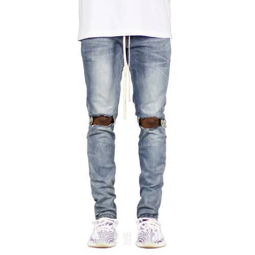 New Men&39s Ripped Side Ankle Zipper Skinny Stretch Fashion Jeans