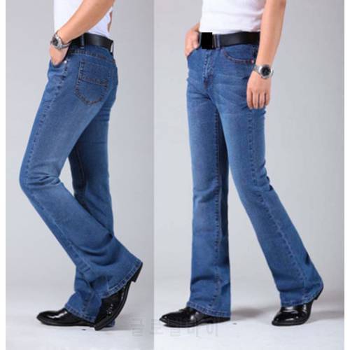 Mens Flared Leg Jeans Trousers High Waist Long Flare Jeans For Men Bootcut Blue Jeans Hommes bell bottom jeans men