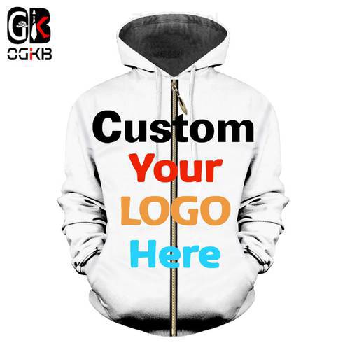 OGKB DIY Custom Your Own Design Printed 3d Zip Hooodies Personalized Customized Zipper Sweatshirts Male Cap Cardigan Tracksuits