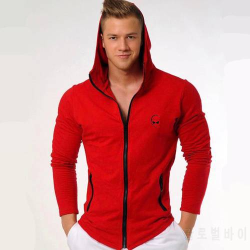 Men Cotton Zipper Hoodies Casual Fashion Sweatshirt Gym Fitness Bodybuilding Jacket Coats Male Autumn Tops Outerwear Clothing