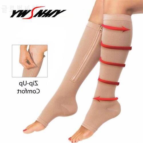 Zipper Compression Socks 2022 Mens Leg Knee Support Sox Open Toe Sock Burn Fat Zipper Socks Prevent Varicose Veins Socks 1Pair