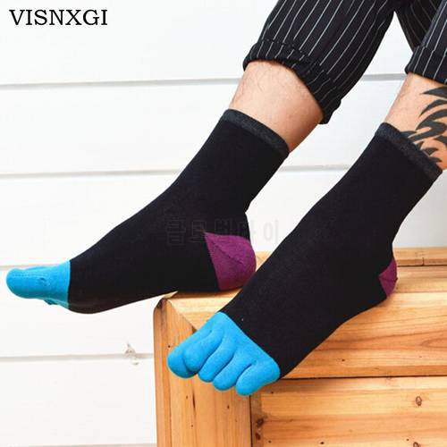 1 Pair Men Healthy Care Mix Cotton Five Fingers Toe Socks Male Casual Breathable 5 Toes Sock New 2021 Casual Cloven Solid W024