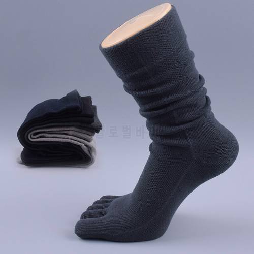 Hot 5 Pairs Brand Men&39s Business Dress Five Finger Toe Socks High Ankle Cotton Long Sox High Quality Solid Color Boys MKB001