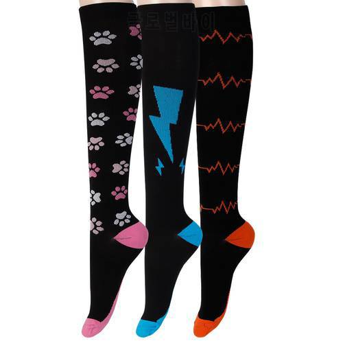 david angie Men Women Footprint, Chevron Electrocardiogram, Lightning Socks Legging Support Compression Socks Crew 1Pair,1Yc2280