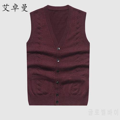 Mens vest sweaters casual style wool knitted single breasted men cardigan vest loose sizes top quality
