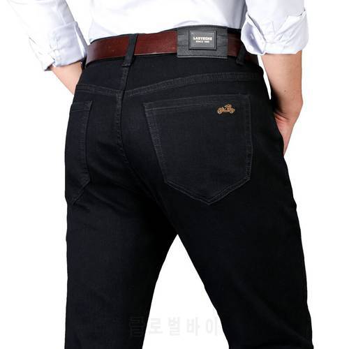 2022 Brand New Men&39s Black Jeans Business Fashion Classic Style Elastic Loose Fit Trousers Jeans Male