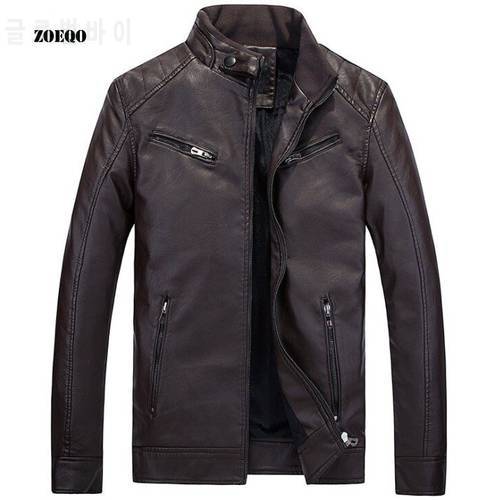 ZOEQO HOT Selling Fashion PU Leather Jacket Men HIGH Quality Casual Slim Mens Jacket Coat Motorcycle Leather Jackets Men