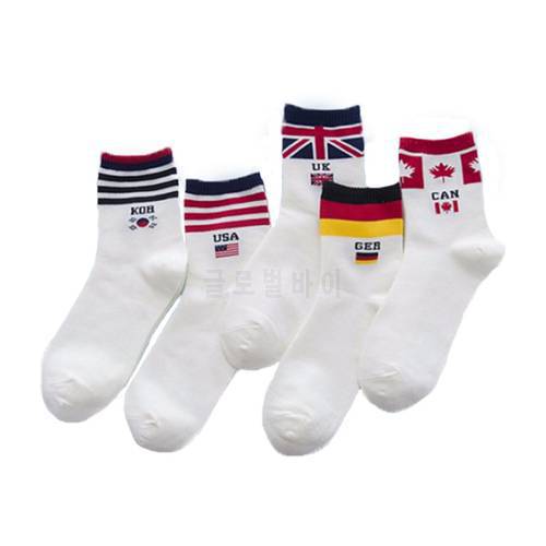 New Fashion Casual White Flag Men&39s Socks Brand Happy Creative Socks Cotton Socks calcetines hombre