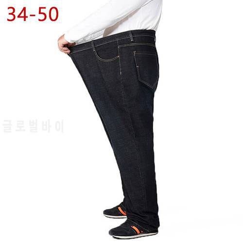 34-50 Large Size Man Jeans Spring Autumn High Waist Straight Trousers Male Fashion Jeans Classic Loose Cotton Jeans HLX30