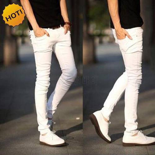 NEW 2020 indoor Solid Casual white boys hip hop jeans men teenager pencil pants skinny students streetwear jeans men homme 27-34