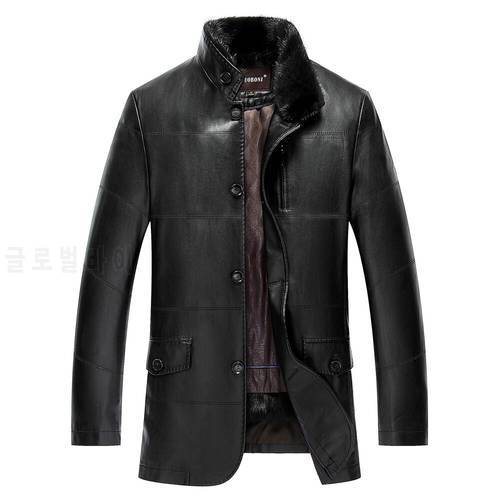 New arrival men lapel fur winter PU leather simulation leather jacket men&39s thicker fur plus velvet fashion warm size MLXL2XL3XL