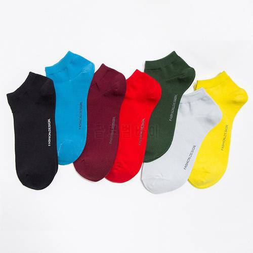 New Arrival High Quality 5Pairs/lot Solid Fashion Men Socks Summer Low Cotton Ankle Socks happy socks Art Pure Color