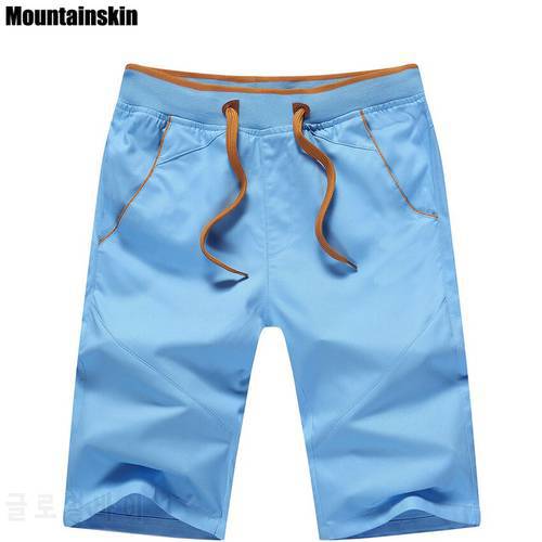 Mountainskin 5XL New Summer Men&39s Cotton Shorts Mid Straight Thin Men&39s Beach Shorts Casual Solid Soft Male Brand Shorts,SA168