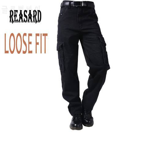Plus Size Russian Style Mens Cargo Jeans With Cargo Pocket Baggy Cargo Pants Denim Black Realaxed Loose Straight Jeans For Men