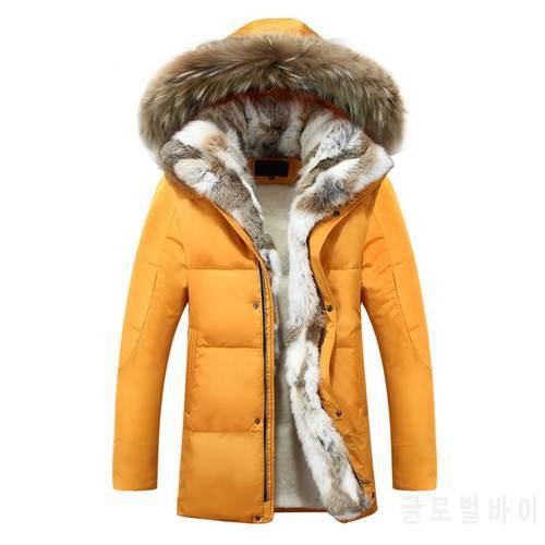 Luxury Men Down Jackets Fur Collar Fashion Thick Warm Parka Casual Hooded Coat Snow Men Winter Down Jacket Coat