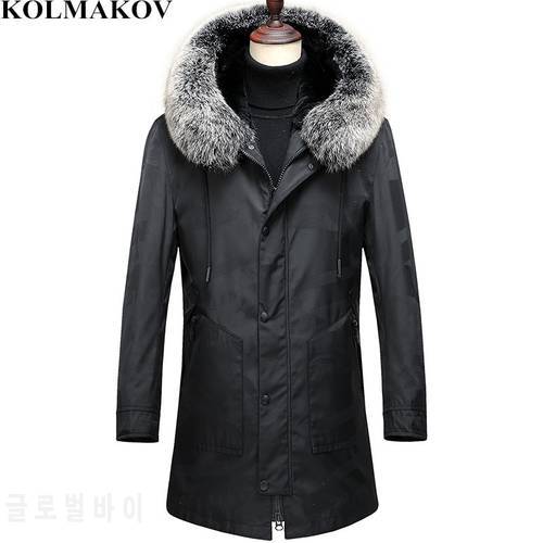 KOLMAKOV Winter Down Coats Mens Fur Hooded Parka Man Jackets Dress Detachable Fluff Liner Overcoat Parkas M-3XL Warm Outwear Men