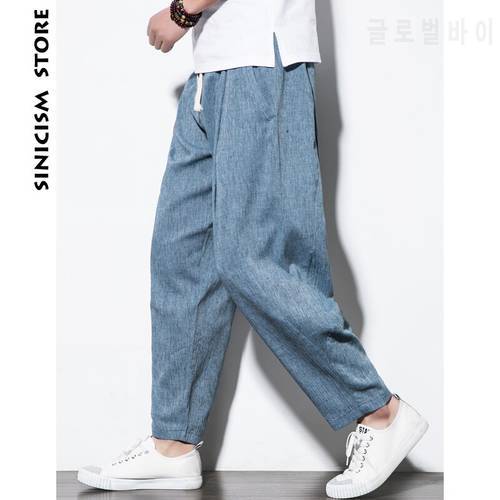 MrGoldenBowl Store Plus Size Cotton Linen Harem Pants Mens Jogger Pants 2023 Male Fashion Casual Autumn Track Pants Trousers
