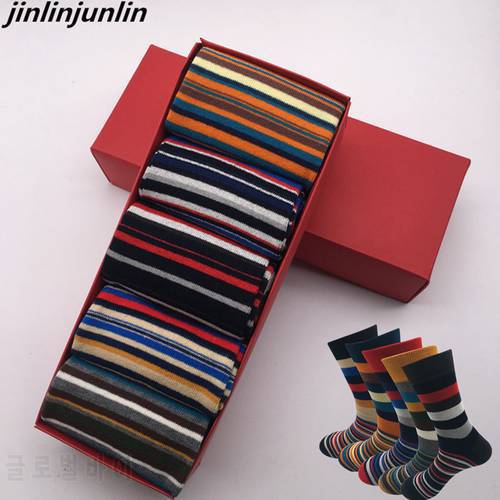 2020 new men&39s socks casual men socks color stripes five pairs of large size 45-46-47-48 fashion design cotton socks no gift box