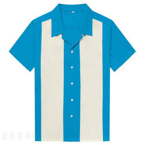Vertical Striped Shirt Men Casual Button-Down Dress Cotton Shirts Short Sleeve Camiseta Retro Hombre Bowling Men&39s Shirts