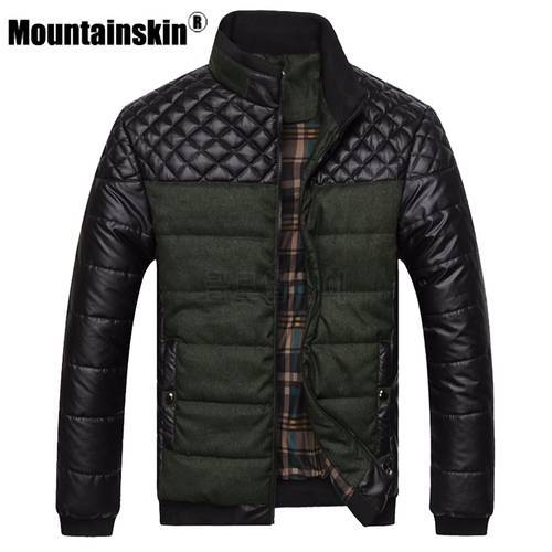 Mountainskin Brand Men&39s Jackets and Coats 4XL PU Patchwork Designer Jackets Men Outerwear Winter Fashion Male Clothing SA004