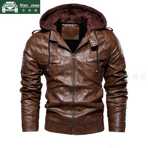 New Men&39s Leather Jacket Multi-pocket Motorcycle Faux Leather Jackets Men Outwear Pu Leather Coat Men jaqueta couro Dropshipping