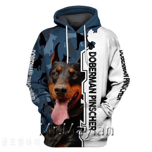 Doberman Pinscher 3D Full Printed Hoodies Men/women Hipster Streetwear Outfit Autumn Boys Hiphop Hood Sweatshirts Tops Clothes