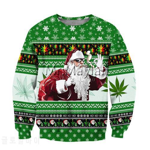 Christmas Santa Weeds 3D Printed Jacket Men/Women Harajuku Hoodie Unisex Casual Streetwear Sweatshirt Pullover Sudadera Hombre