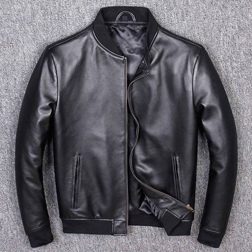 Free shipping.шевро кожа Brand classic man genuine leather coat,sheepskin top gun jacket.plus size,casual bomber pilot cloth