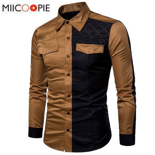 2018 Military Style Men Casual Shirts Spring Top Quality Cotton Patchwork Color Shirt Classic Breathable Brand Dress Shirts XXXL